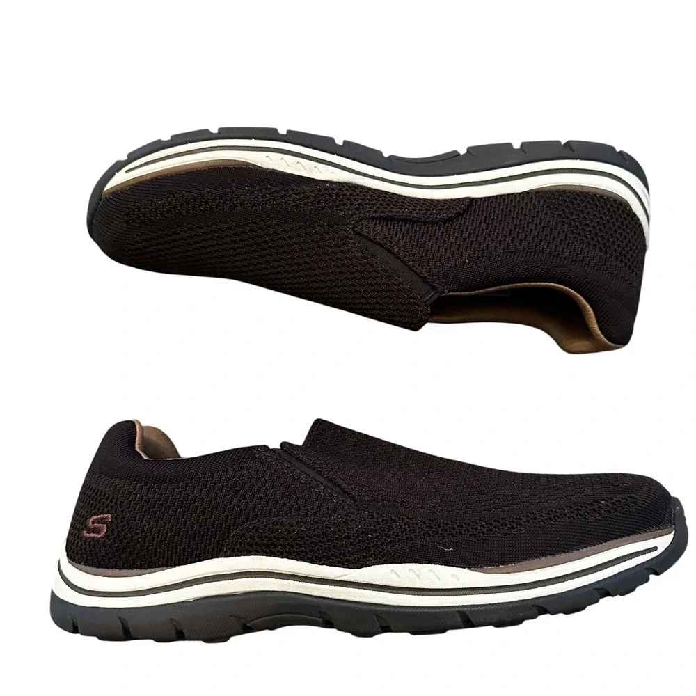 Skechers Brown Relaxed Fit Memory Foam Slip On Shoes Men's 11